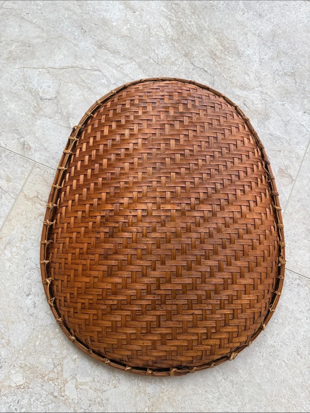 Vintage Bamboo Basket Tray Pear Shape
